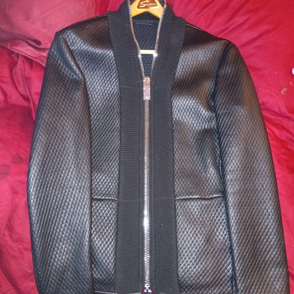 Emporio Armani Black Leather and Fabric Jacket